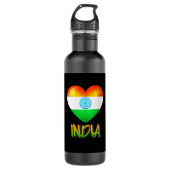 India Flag Heart Cutout Waterfles (Voorkant)
