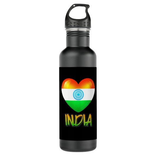 India Flag Heart Cutout Waterfles (Voorkant)