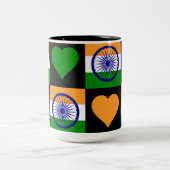 India Flag Heart Patriotic Indische Pride Tweekleurige Koffiemok (Center)