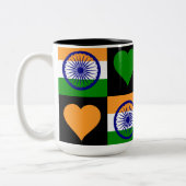India Flag Heart Patriotic Indische Pride Tweekleurige Koffiemok (Links)