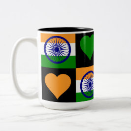 India Flag Heart Patriotic Indische Pride Tweekleurige Koffiemok