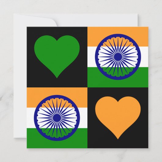 India Flag Heart Patriottic Indian Greing Kaart (Voorkant)