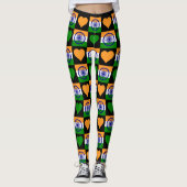 India Flag Heart Pattern Cute Patriotic Indian Leggings (Voorkant)