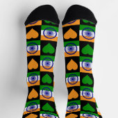 India Flag Heart Pattern Fun Indian Pride Socks Sokken (Top)