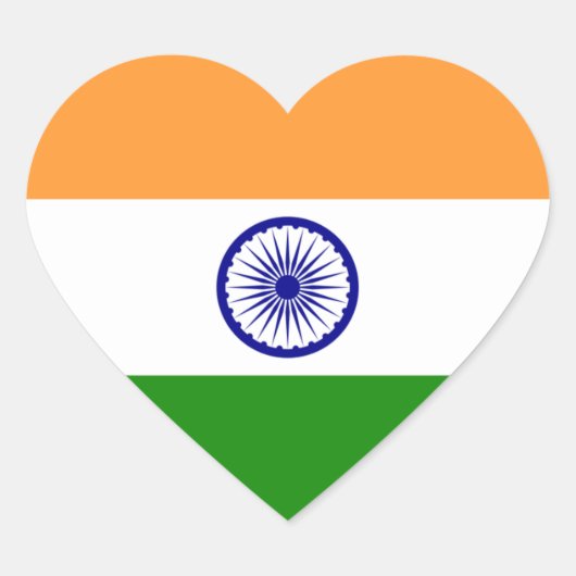 India Flag Heart Sticker (Voorkant)