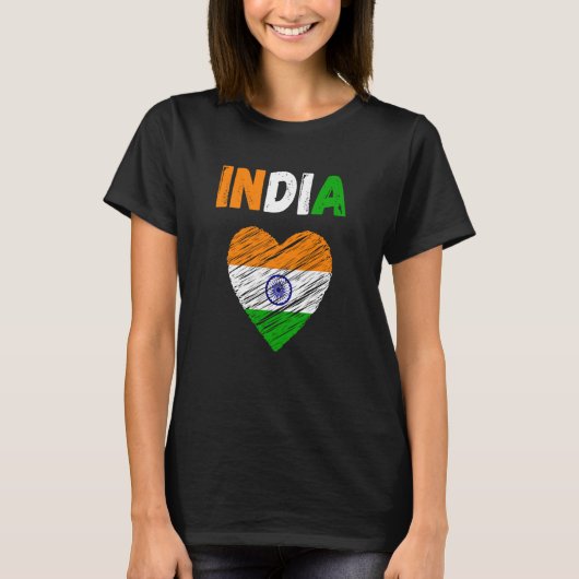 India Flag Holiday India Heart Indian Flag T-shirt (Voorkant)