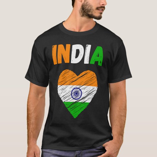 India Flag Holiday India Heart Indian Flag T-shirt (Voorkant)