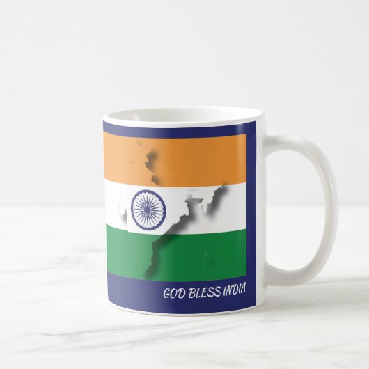 INDIA FLAG MAP Gepersonaliseerd Schriftblauw Koffiemok (Rechts)
