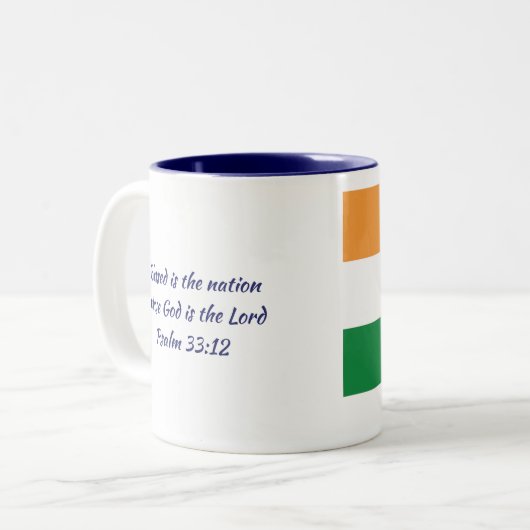 INDIA FLAG MAP Gepersonaliseerd WITTE scripts Tweekleurige Koffiemok (Voorkant links)