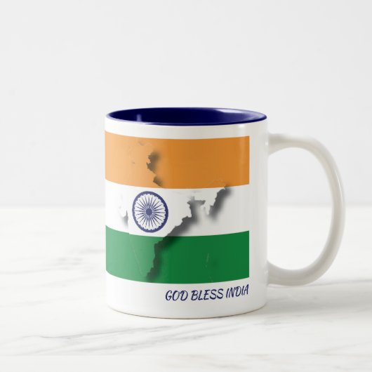 INDIA FLAG MAP Gepersonaliseerd WITTE scripts Tweekleurige Koffiemok (Rechts)