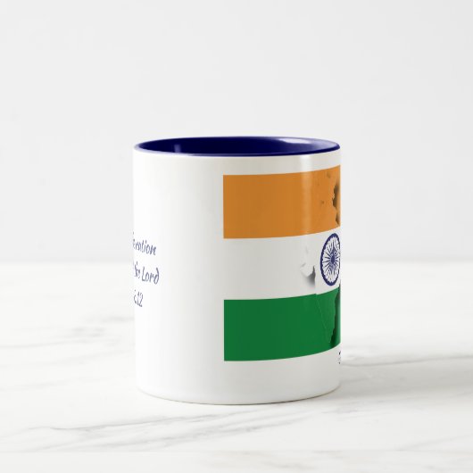 INDIA FLAG MAP Gepersonaliseerd WITTE scripts Tweekleurige Koffiemok (Center)