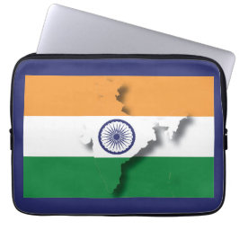INDIA Flag Map Patriottic Computer BLUE Laptop Sleeve