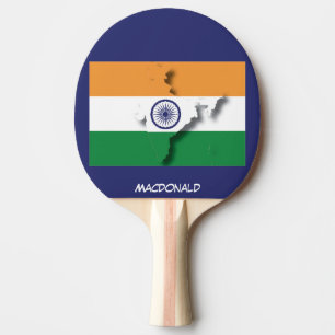 INDIA FLAG & MAP Persoonlijke BLUE Tafeltennisbatje