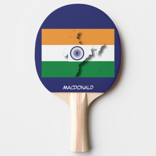 INDIA FLAG & MAP Persoonlijke BLUE Tafeltennisbatje (Voorkant)