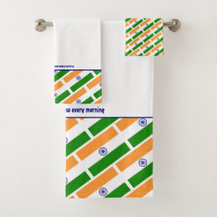 INDIA FLAG Personalized ScriptWHITE Bad Handdoek