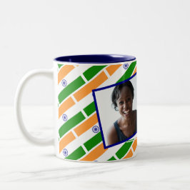 INDIA FLAG Photo Template Voeg Jouw tekst toe Tweekleurige Koffiemok