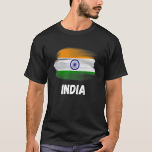 India Flag Pride Retro Indische vlaggenfamilie kom T-shirt