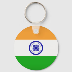 India Flag Sleutelhanger, Basic Button Sleutelhang Sleutelhanger