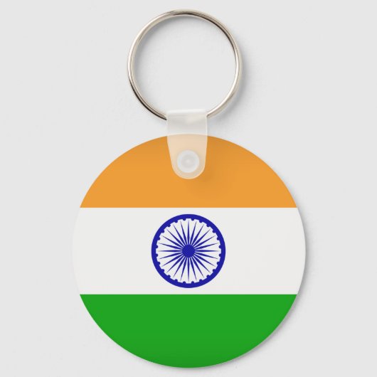 India Flag Sleutelhanger, Basic Button Sleutelhang Sleutelhanger (Voorkant)