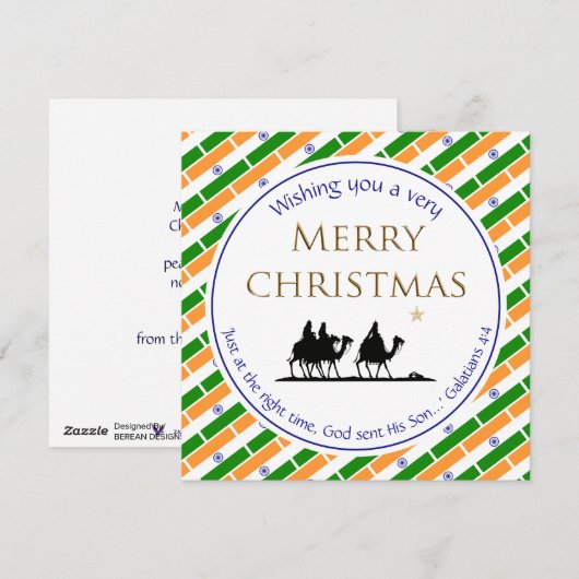 INDIA FLAG Three Wise Mannen INDIAN Kerstmis Feestdagenkaart (Voorkant / Achterkant)