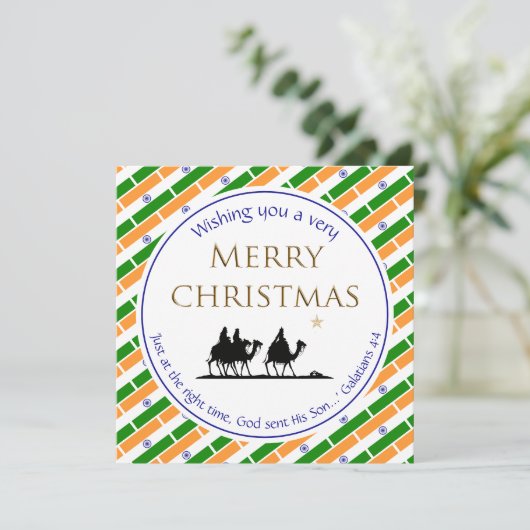 INDIA FLAG Three Wise Mannen INDIAN Kerstmis Feestdagenkaart (Staand voorkant)