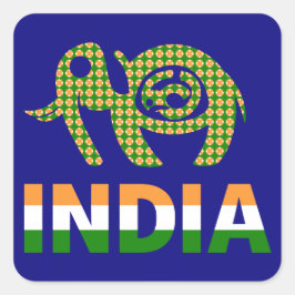 India, geschilderde olifant vierkante sticker