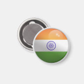 India Glanzende Cirkel Vlag Magneet (Voorkant / Achterkant)