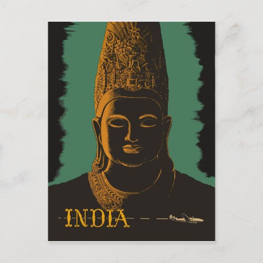 India, groot Boeddhabeeld Briefkaart (Voorkant)