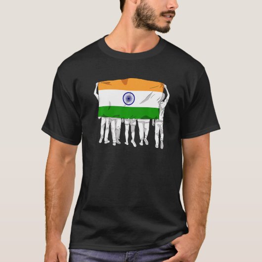 India Groot Vlag Dag Hindi Land Ashok Chakra Hi T-shirt (Voorkant)