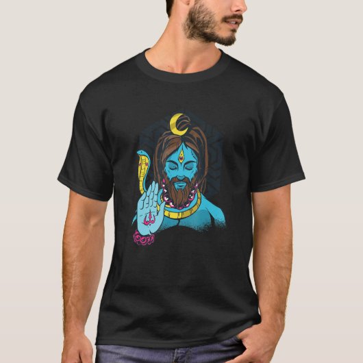 India Groot Vlag God hindi Sikh Moon Hindus Shiva T-shirt (Voorkant)