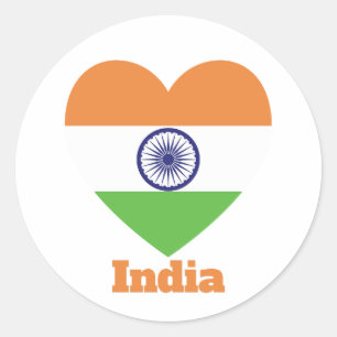India Heart Flag Ronde Sticker