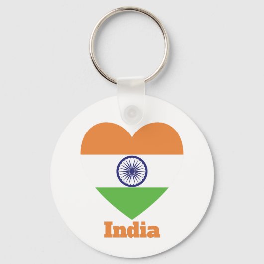 India Heart Flag Sleutelhanger (Voorkant)