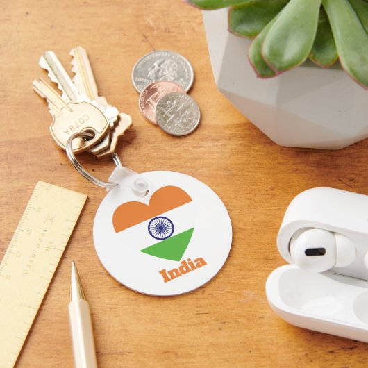 India Heart Flag Sleutelhanger (Bureau)