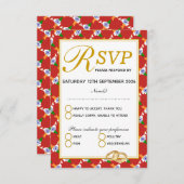 INDIA Huwelijksviering RSVP RED Response Kaart (Voorkant / Achterkant)