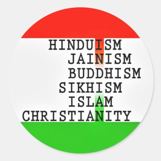 India Identiteit Religies Ronde Sticker (Voorkant)