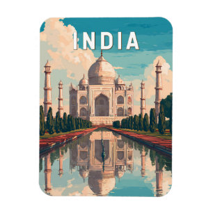 India illustratie reis kunst vintage magneet