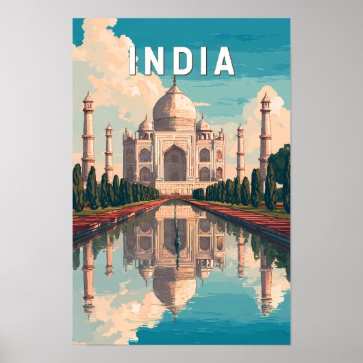 India illustratie reis kunst vintage poster (Voorkant)
