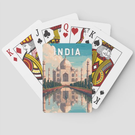 India Illustration Travel Art Vintage Pokerkaarten (Achterkant)