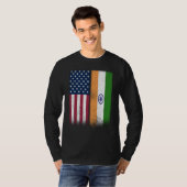 India Indian American Flags Proud USA India T-shirt (Voorkant volledig)