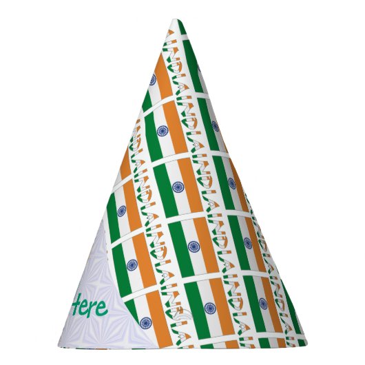 India Indian Flag Tiled Green Personalized Name Feesthoedjes (Rechts)