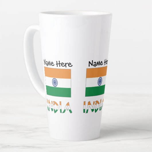 India Indiase vlag gepersonaliseerd Latte Mok (Linkerhoek)