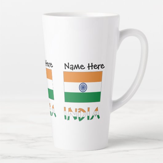 India Indiase vlag gepersonaliseerd Latte Mok (Rechts)