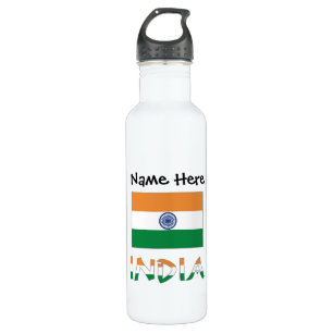 India Indiase vlag gepersonaliseerd Waterfles