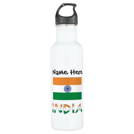 India Indiase vlag gepersonaliseerd Waterfles (Voorkant)