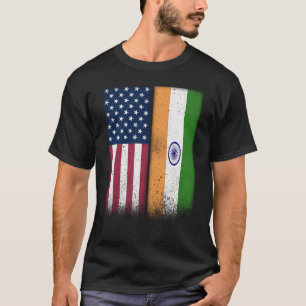 India Indische Amerikaanse vlaggen Proud Verenigde T-shirt