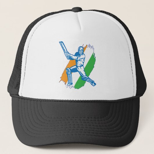 India Indische cricket Player Batsman Design Trucker Pet (Voorkant)