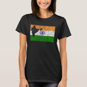 India Indische Vlag Kaart Silhouette Reizen Vakant T-shirt