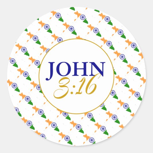 INDIA Johannes 3:16 God zo hield van de wereld Ronde Sticker (Voorkant)