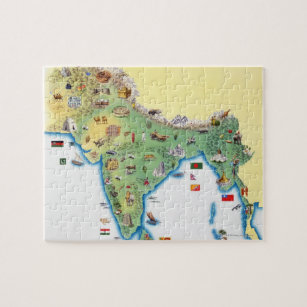 India, kaart met illustraties legpuzzel