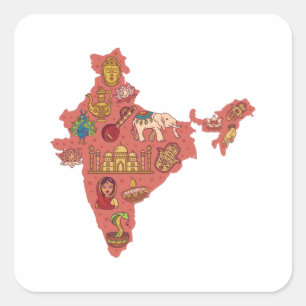 India-kaart Vierkante Sticker